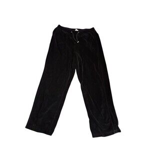 Talbots Vintage Velvet Wide Leg Pants Pull On Lounge Pants Black Sz X/XL